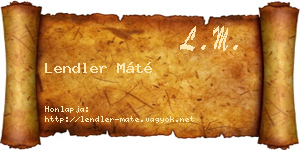 Lendler Máté névjegykártya